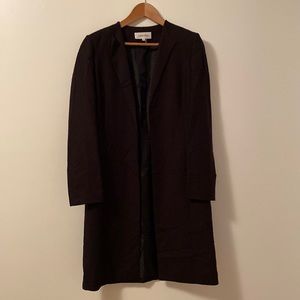 Women’s Long Linen Calvin Klein Size 8 Open Jacket With Shoulder pads